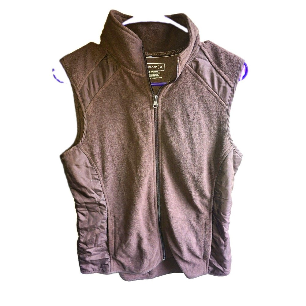 Tek Gear Womens Brown Full Zip Lined Vest Size M Sleeveless Outdoor Casual